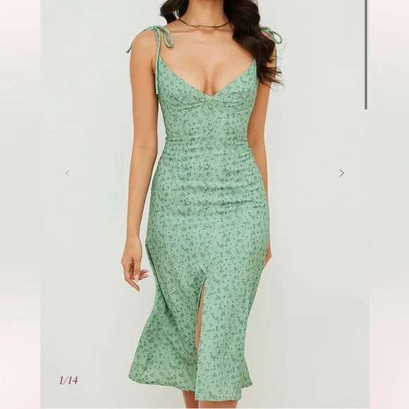 🖤NWT🔺HOUSE OF CB CORNELIA
Green Tonal Floral Midi Dress - Picture 13 of 14